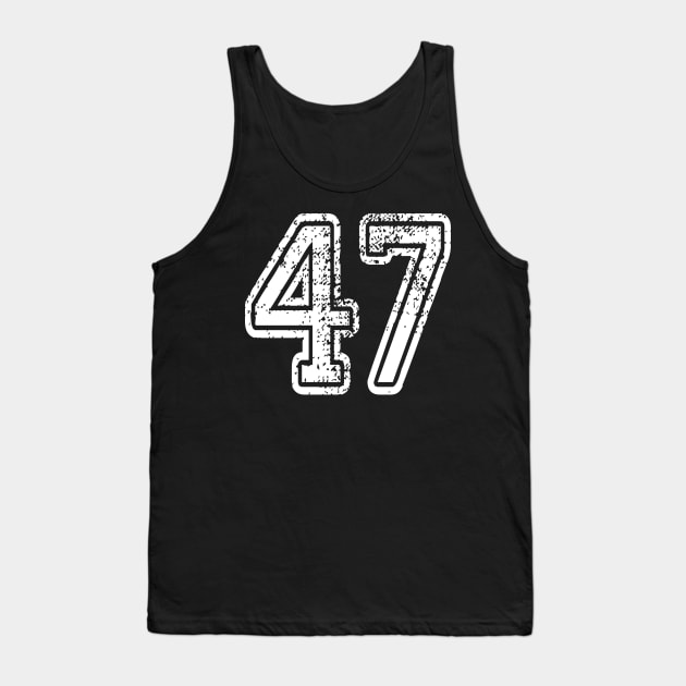 Number 47 Grungy in white Tank Top by Sterling